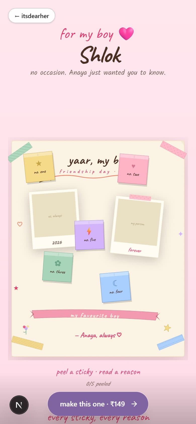 friendship day · her → him · the scrapbook 📔